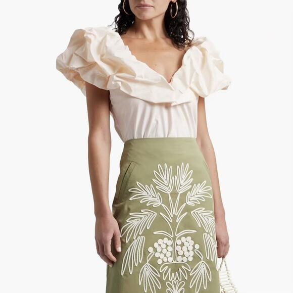 JOHANNA ORTIZ Embrace Chaos Ruffled Cotton Blend Poplin Top Size 2 - Picture 1 of 13